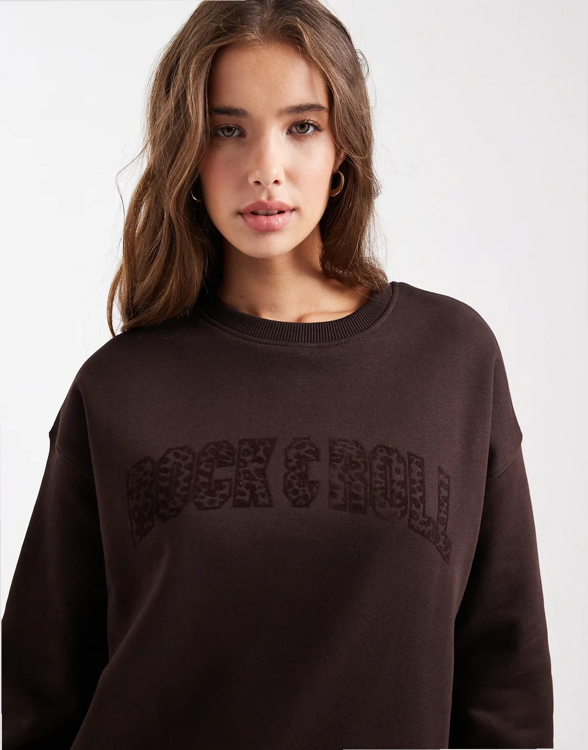 Teen graphic sweatshirt in chocolate