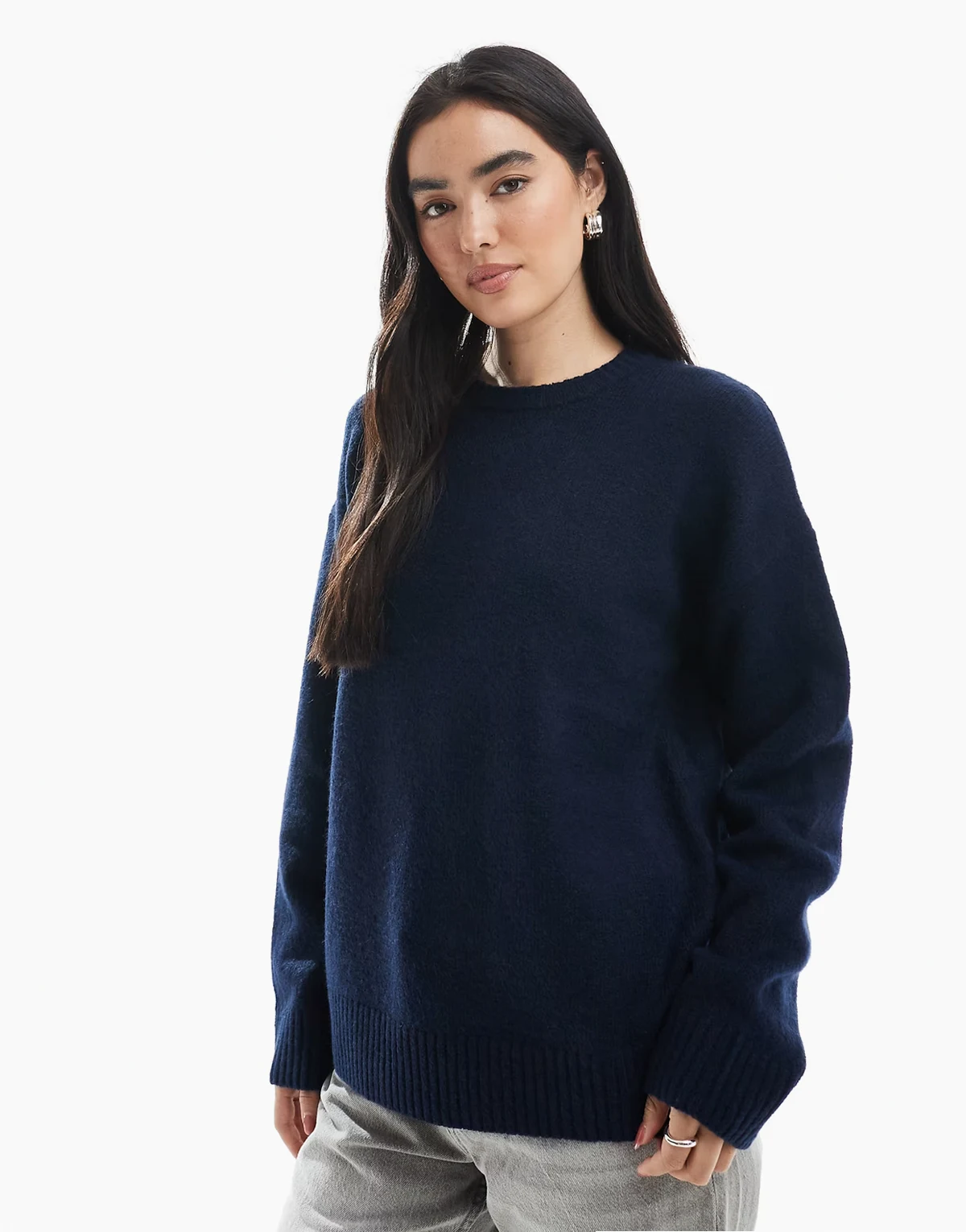 – Luxuriöses Sweatshirt in Mondlicht-Indigoblau mit Rundhalsausschnitt