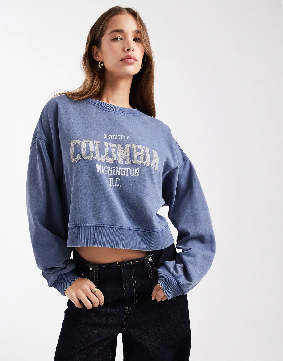 Teen district of columbia graphic sweatshirt in washed blue