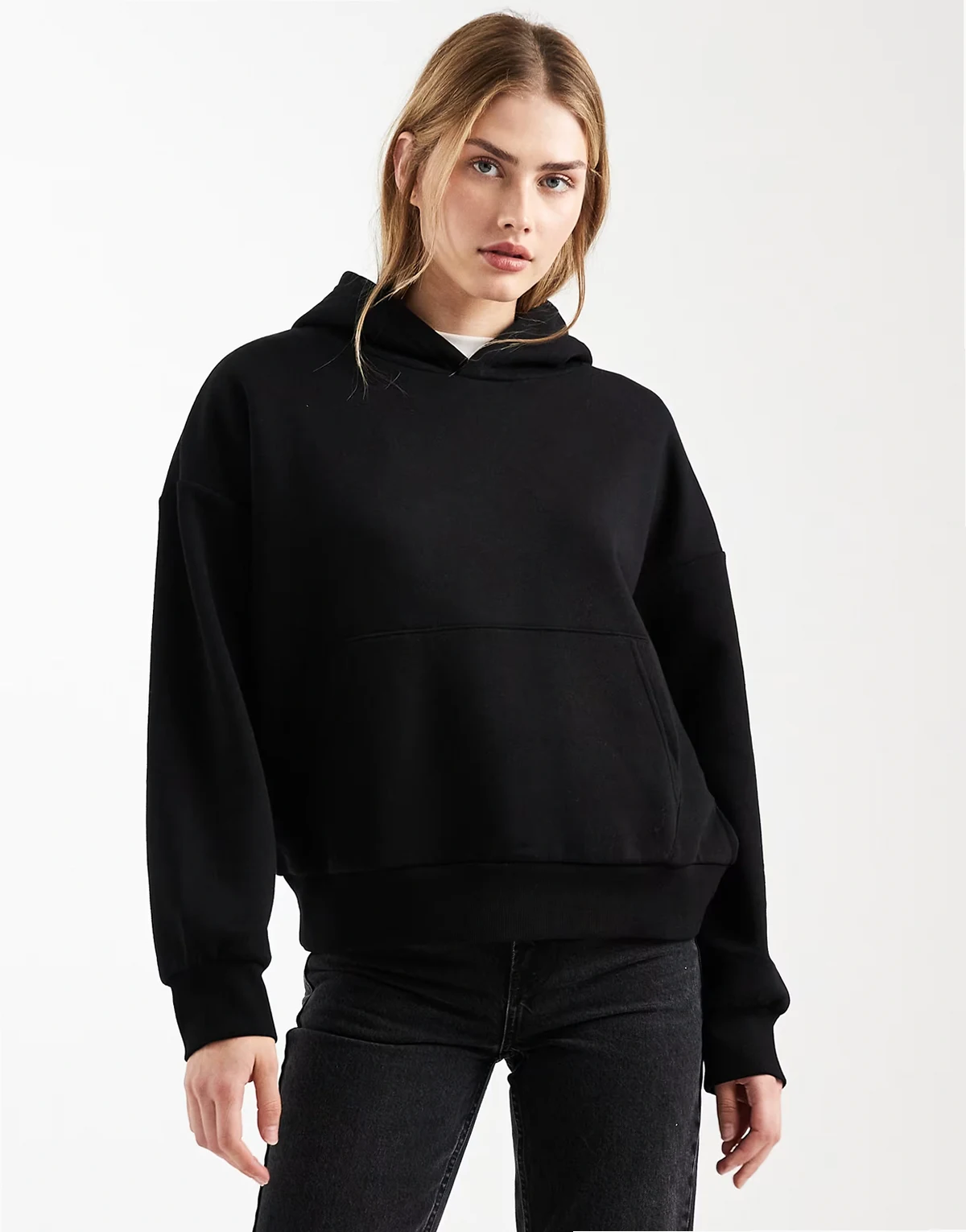– Oversize-Kapuzenpullover in Schwarz mit weicher Innenseite