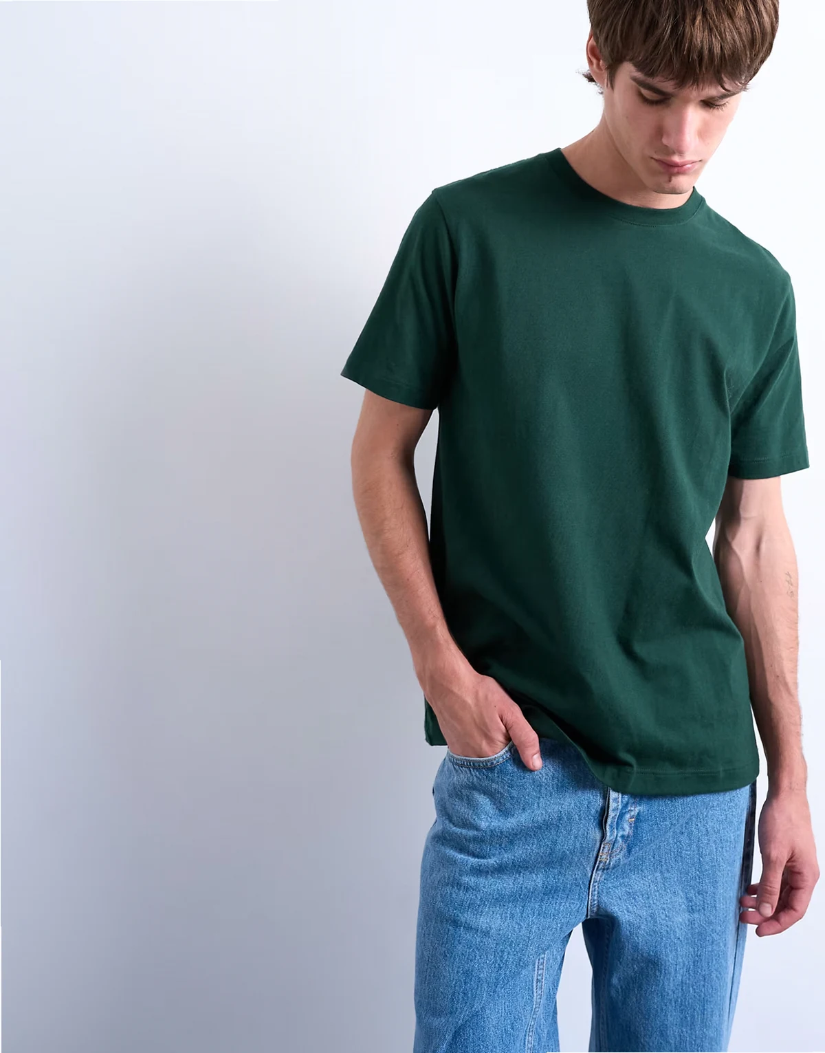– Classic – Zielony T-shirt o klasycznym kroju