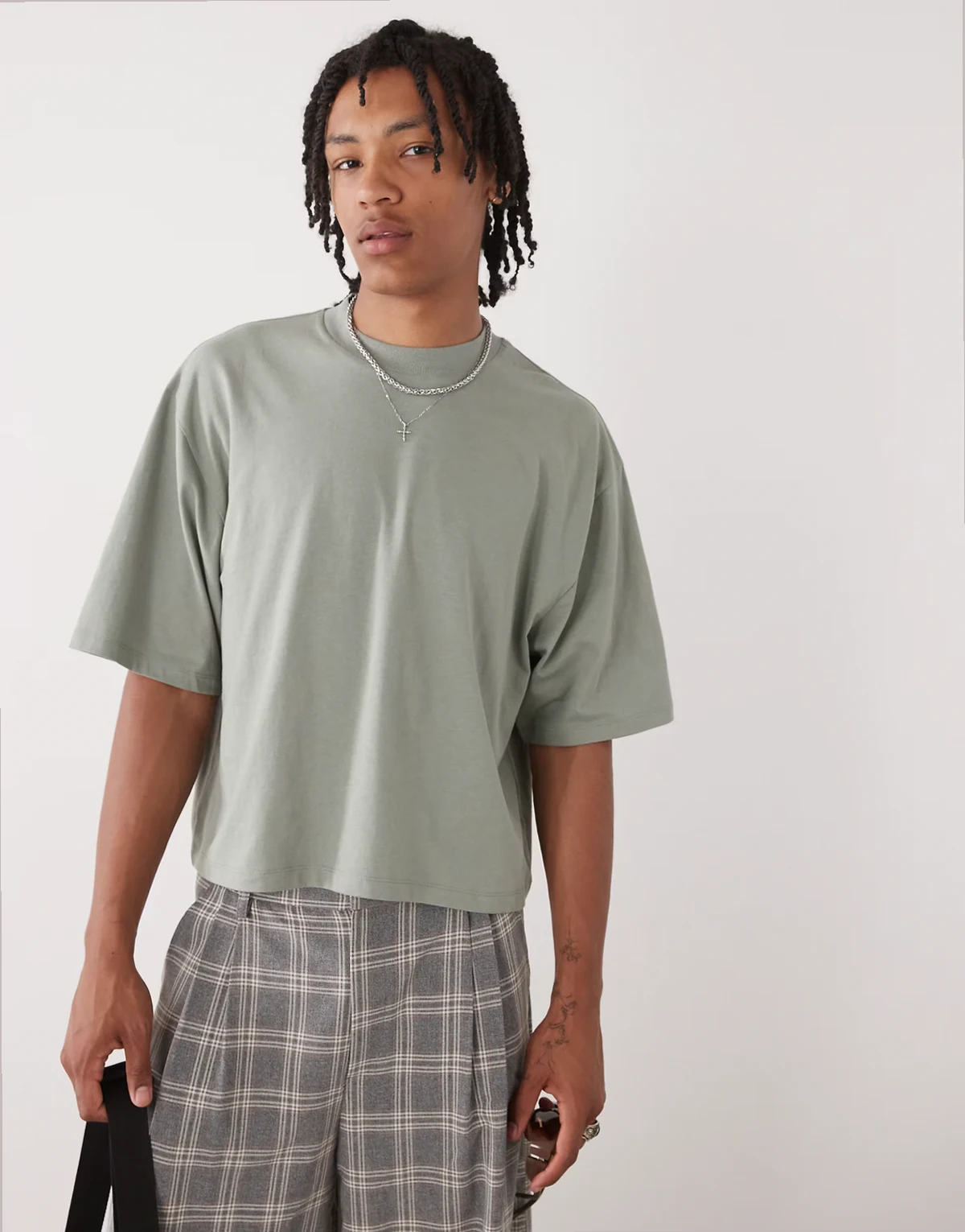boxy relaxed T-shirt in sage