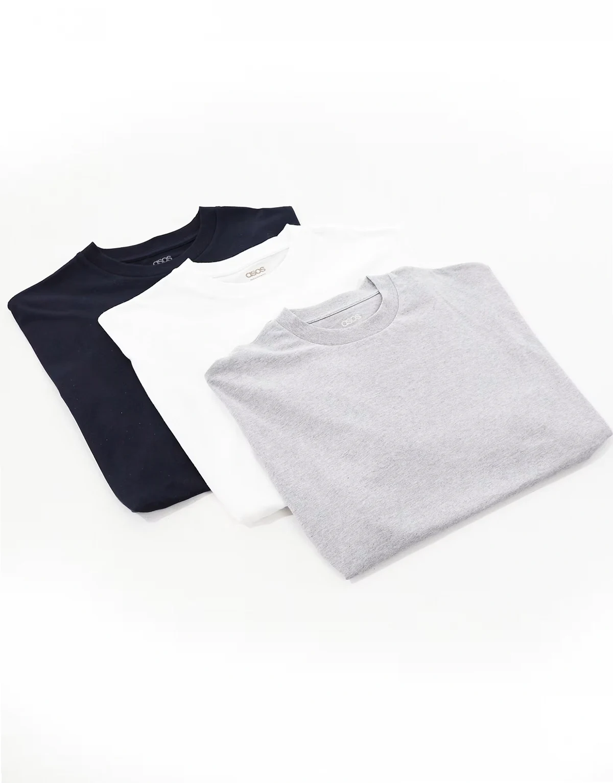 – Basic – Zestaw 3 T-shirtów oversize w kolorach białym, granatowym i szarym melanżowym