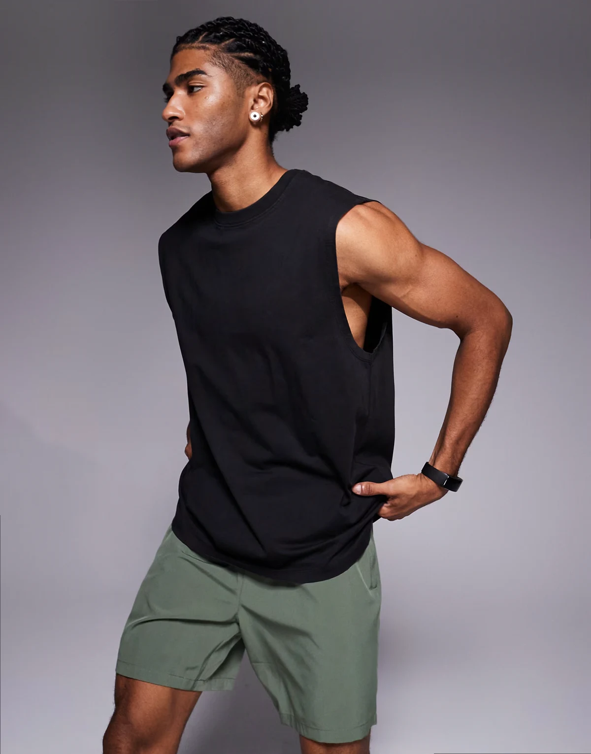 Icon cotton oversized pump training tank top with quick dry finish in washed brown