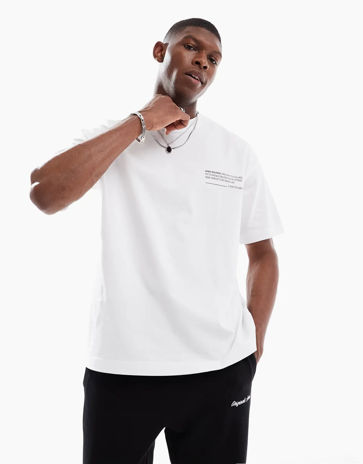 box fit text T-shirt in white