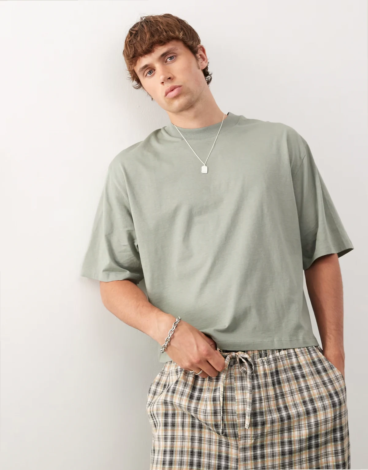 Boxy T-shirt in sage green