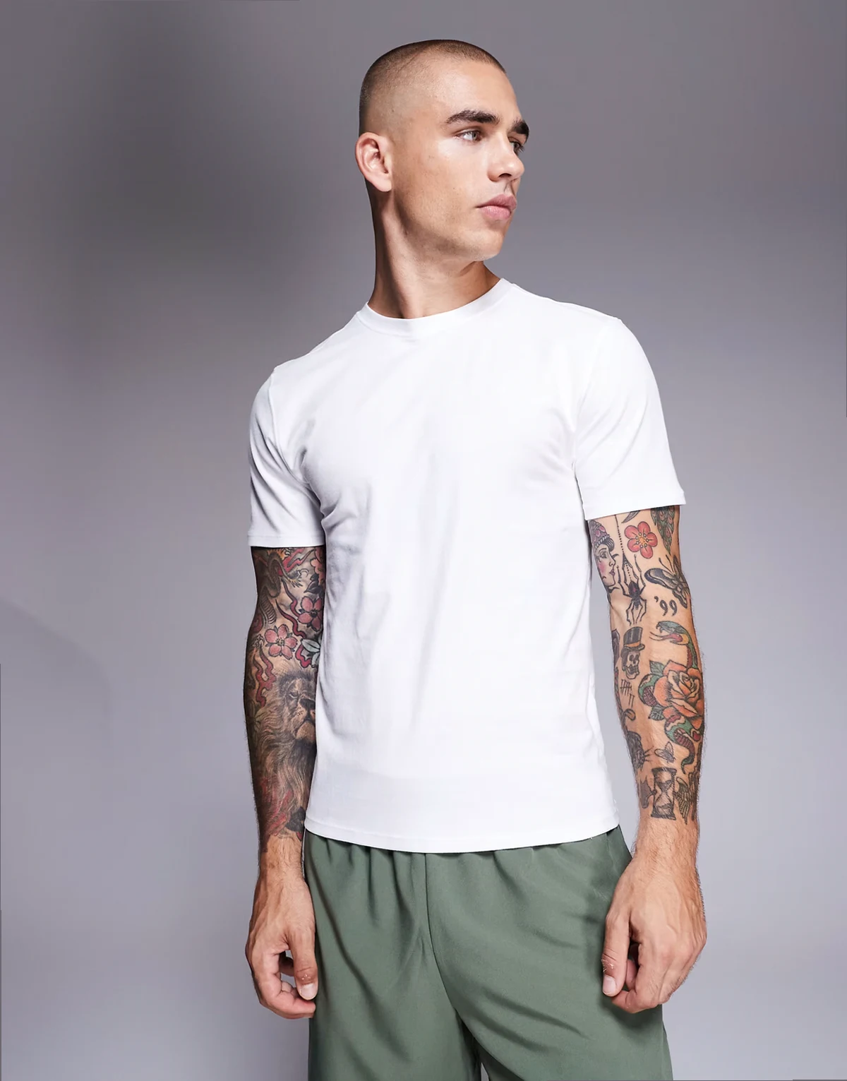 shrunken fit cotton training baby tee with quick-dry finish in white