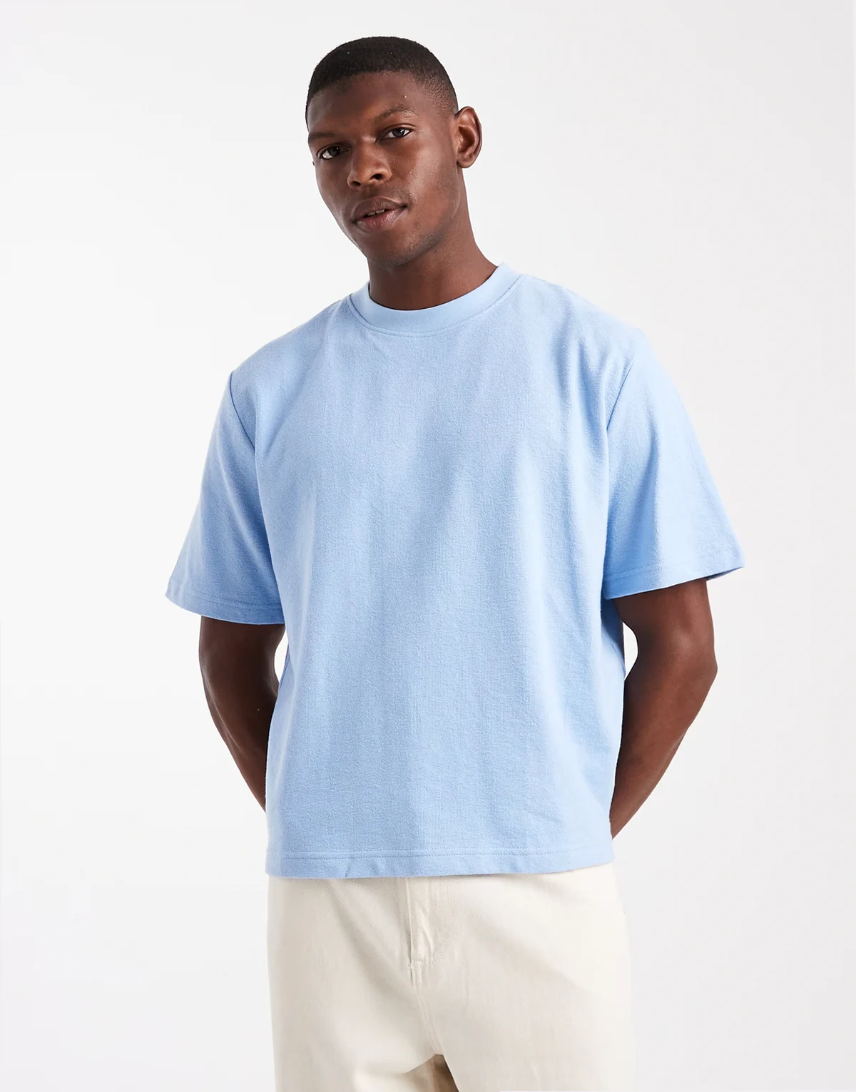 cropped fit T-shirt in pearl blue