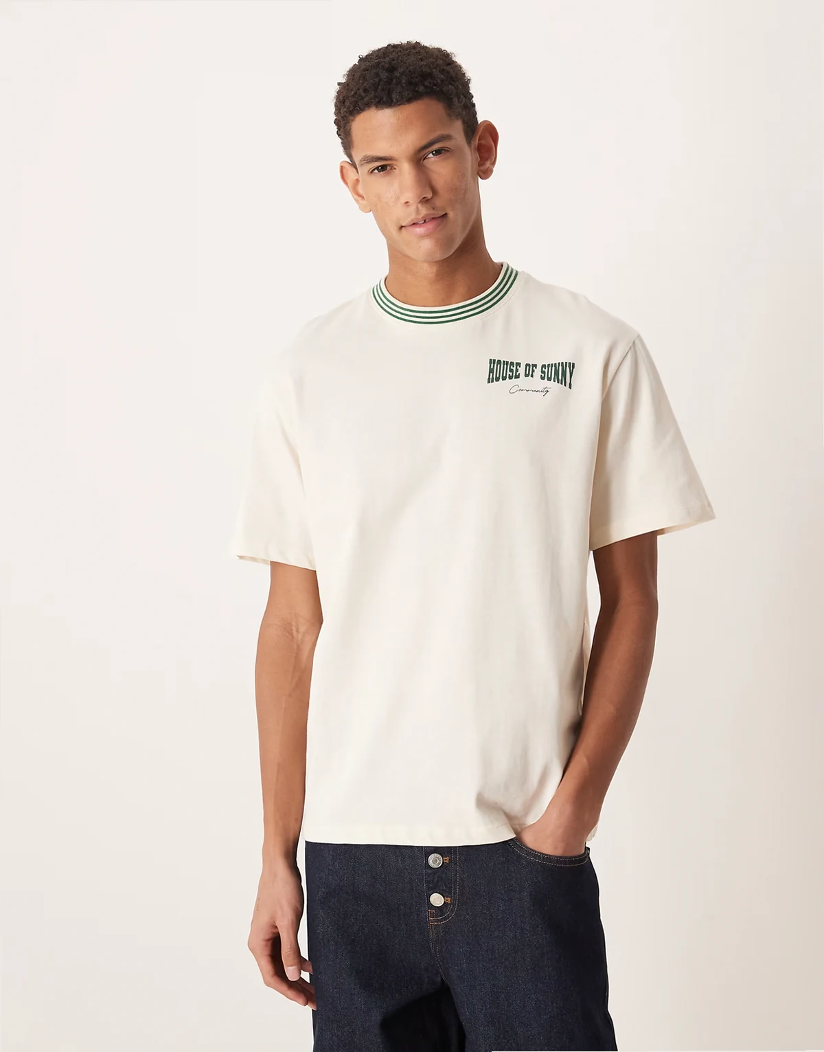 community oversized short sleeve tee in white