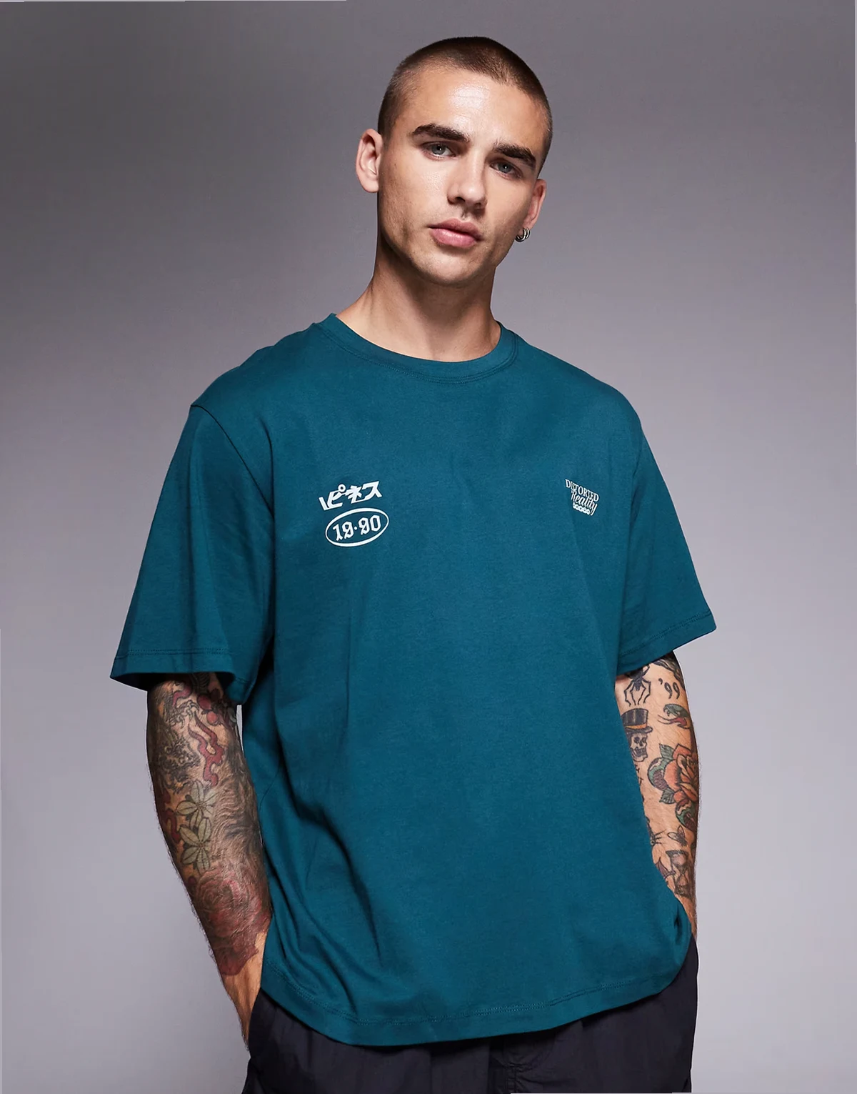 oversized T-shirt with back graphic in dark green