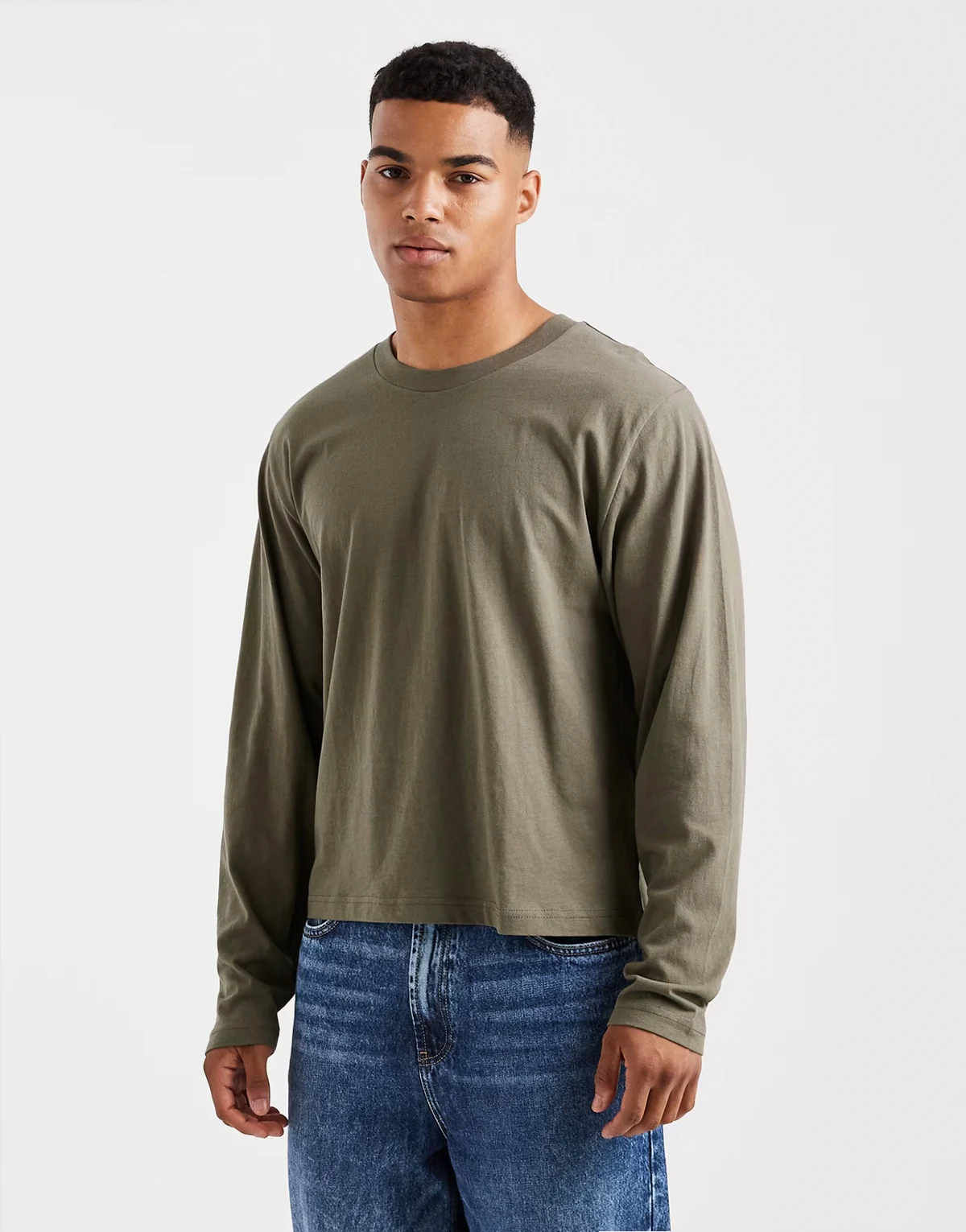 cropped fit long sleeve t-shirt in green