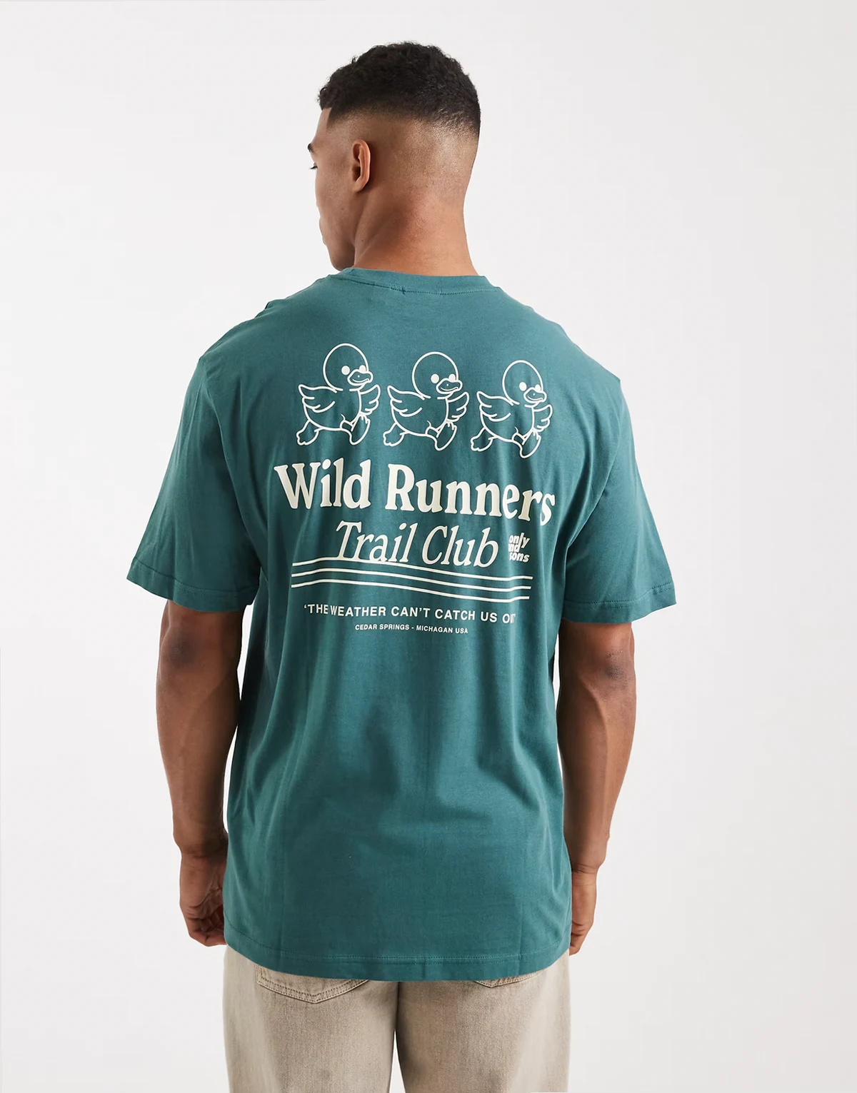 oversized T-shirt with Runners back print in green