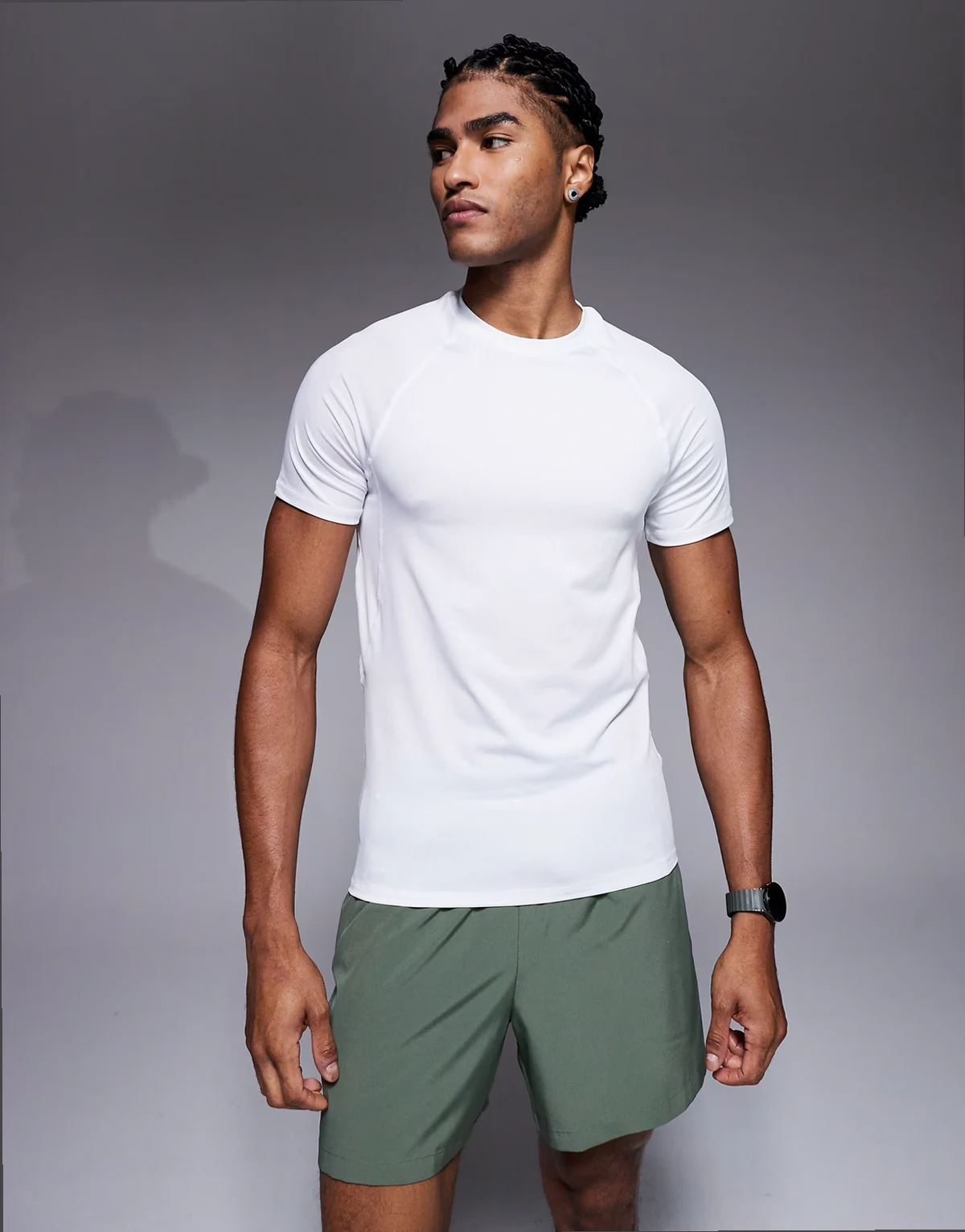 muscle fit seam detail quick dry base layer in white