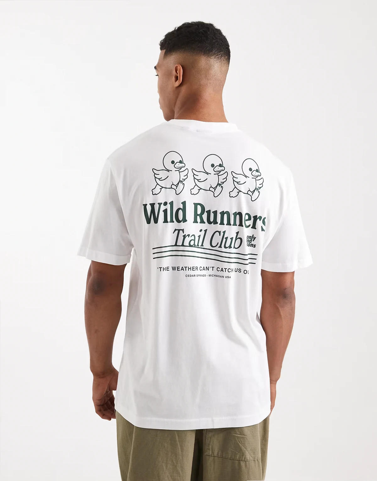 oversized t-shirt with runners front and back prints in white