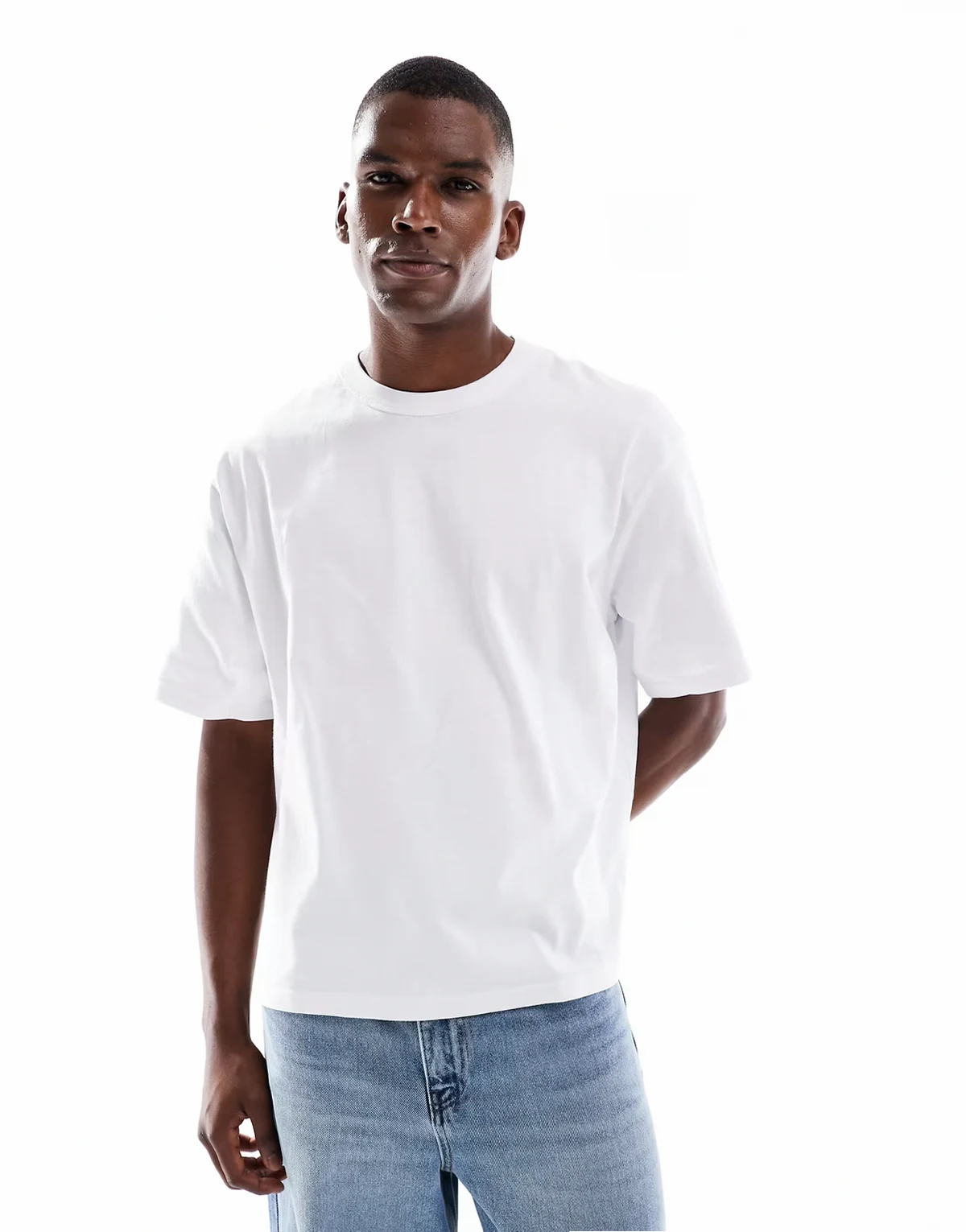 oversized cropped t-shirt in white