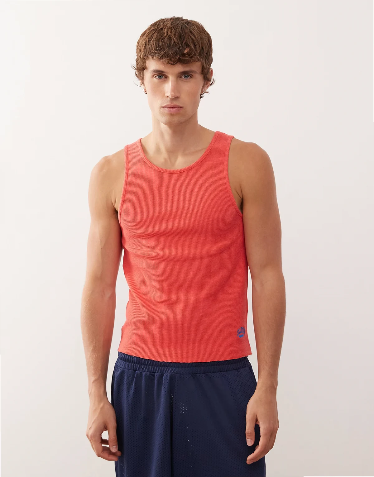ribbed muscle tank top in red