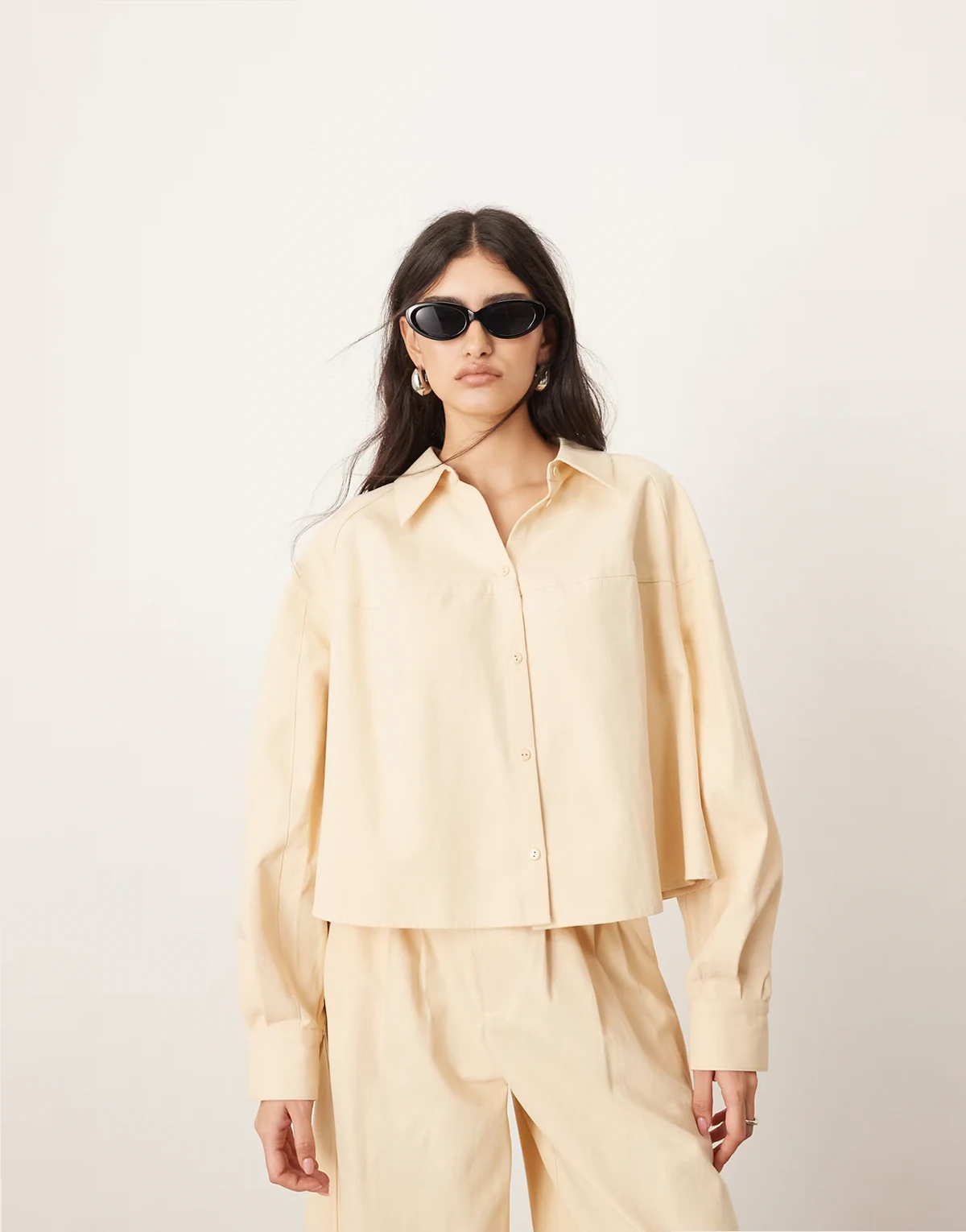 structured boxy shirt in buttermilk