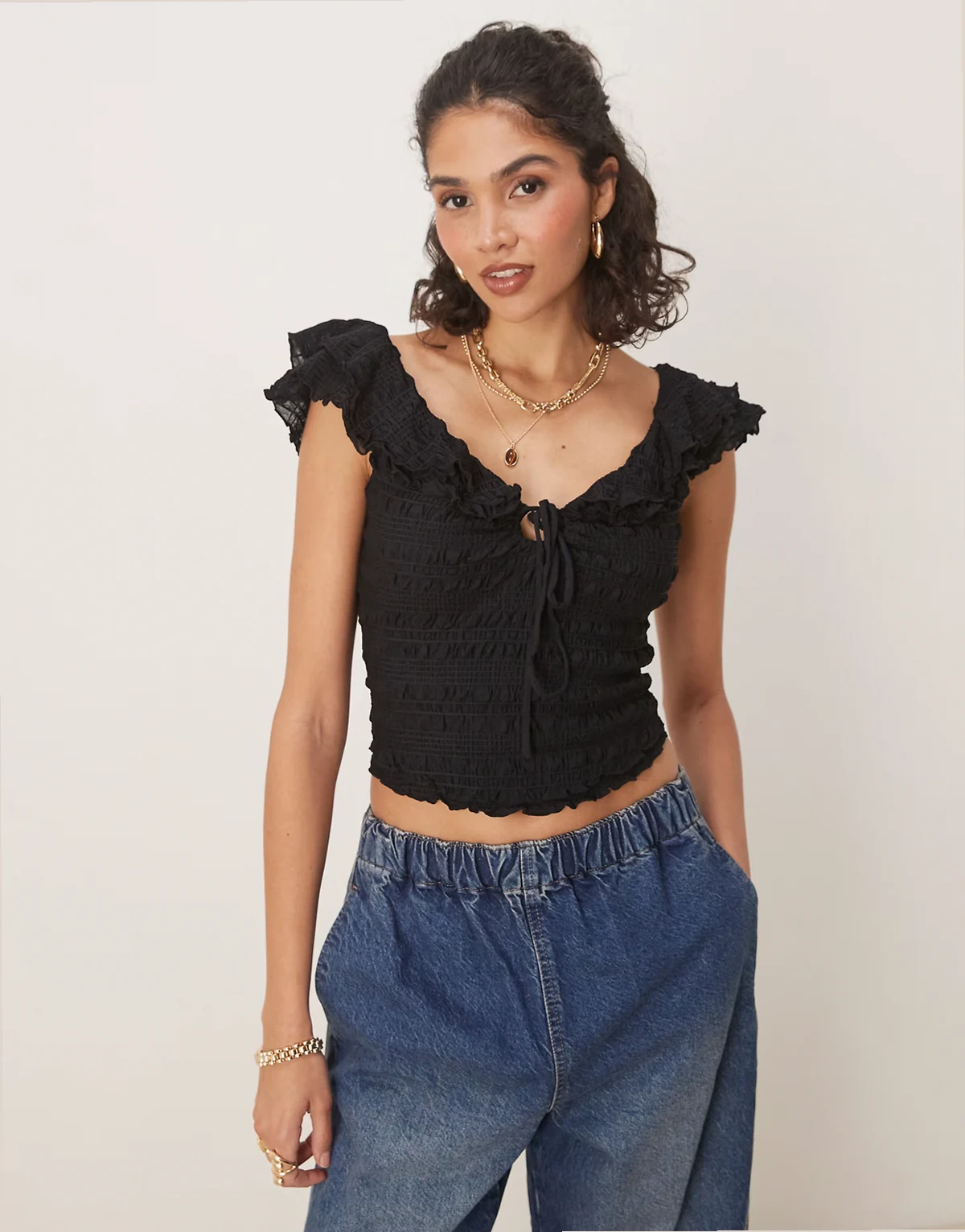 love you more ruched top in black