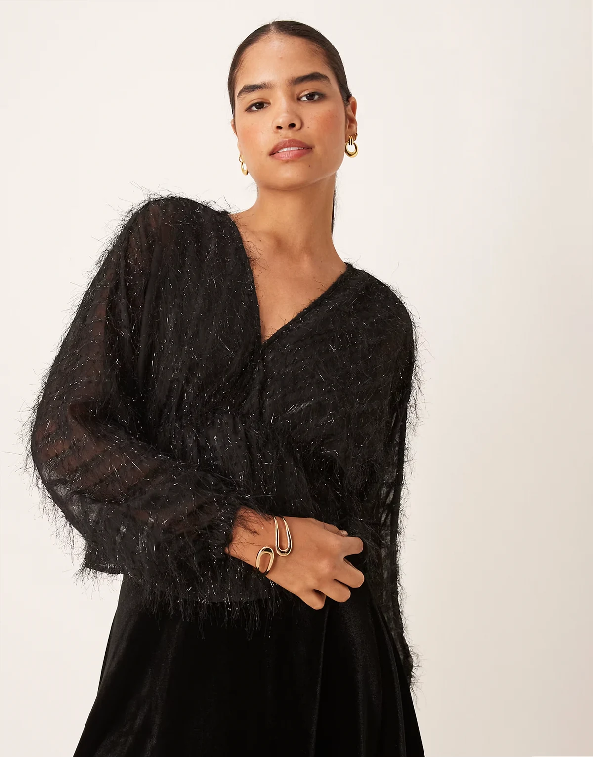 fluffy textured top in black