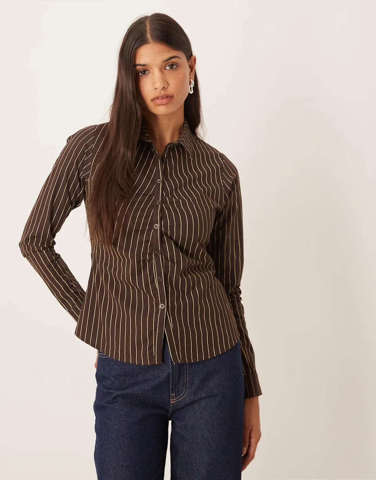 Tarsi tailored pinstripe shirt in brown