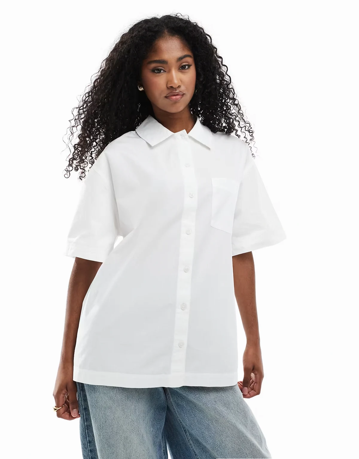 oversized short sleeve shirt in white
