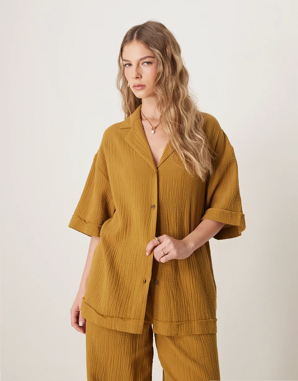 cheesecloth shirt in olive - part of a set