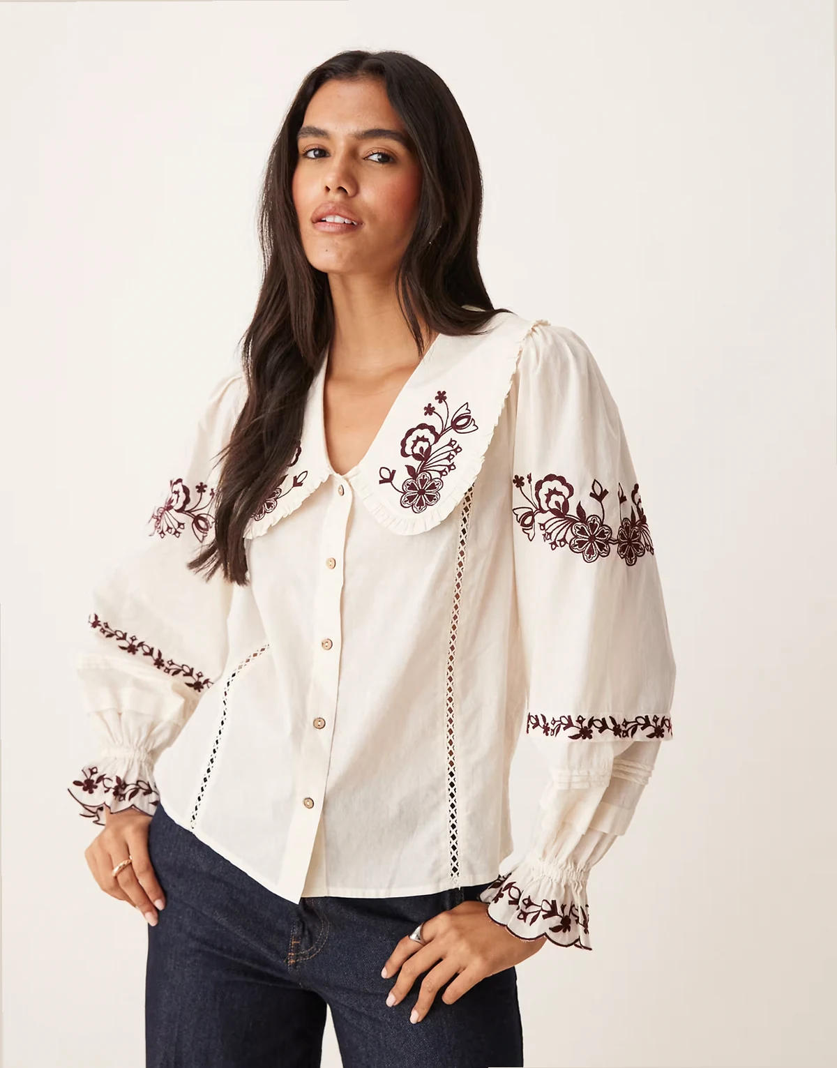 Henrietta embroidered shirt in ivory