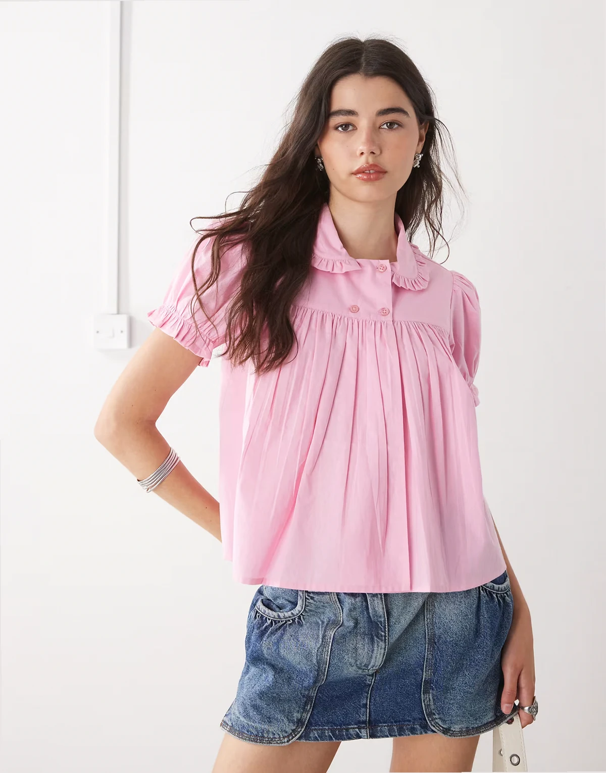 – Babydoll-Bluse in Rosa