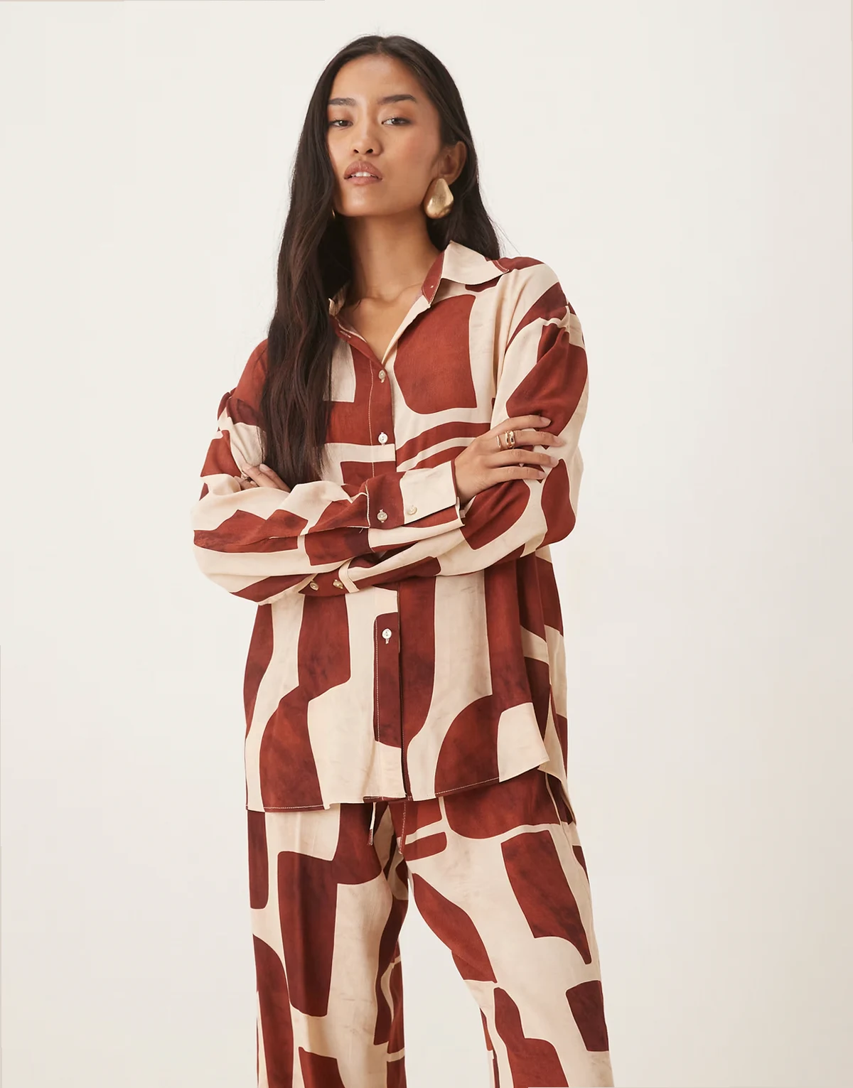 long sleeve shirt in abstract print - part of a set