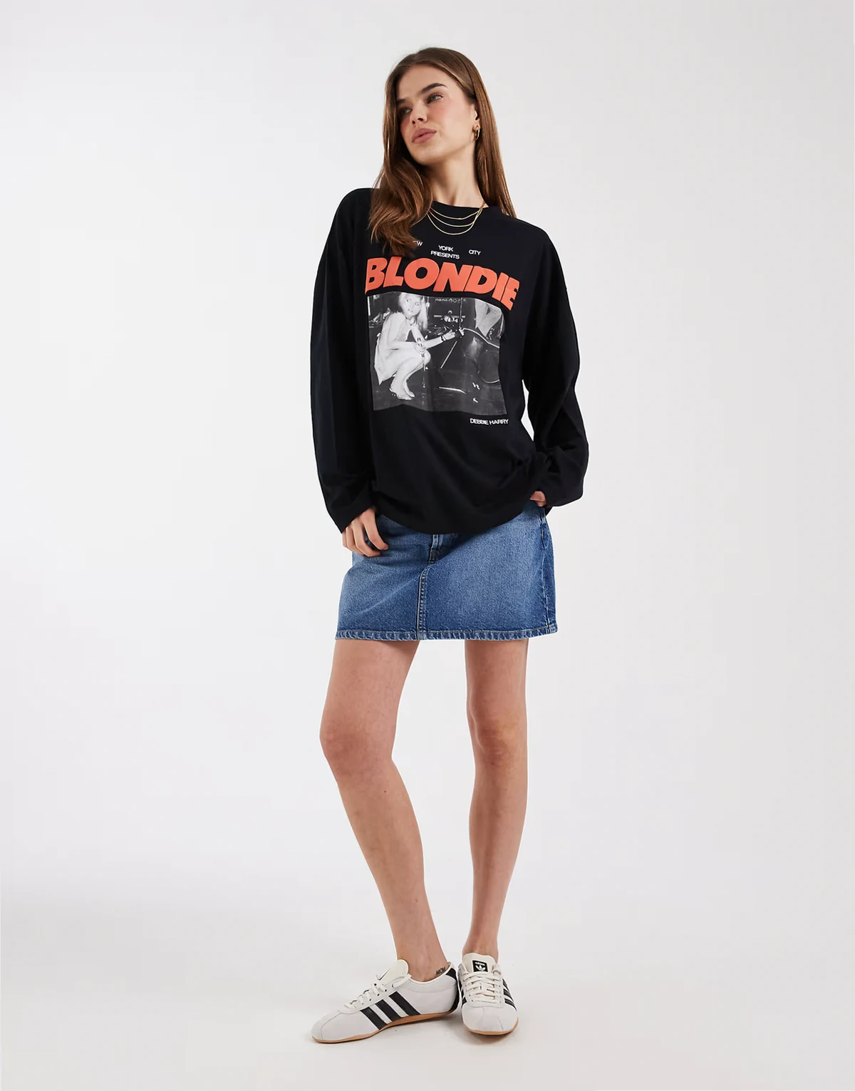long sleeve T-shirt with Blondie licensed graphic in black