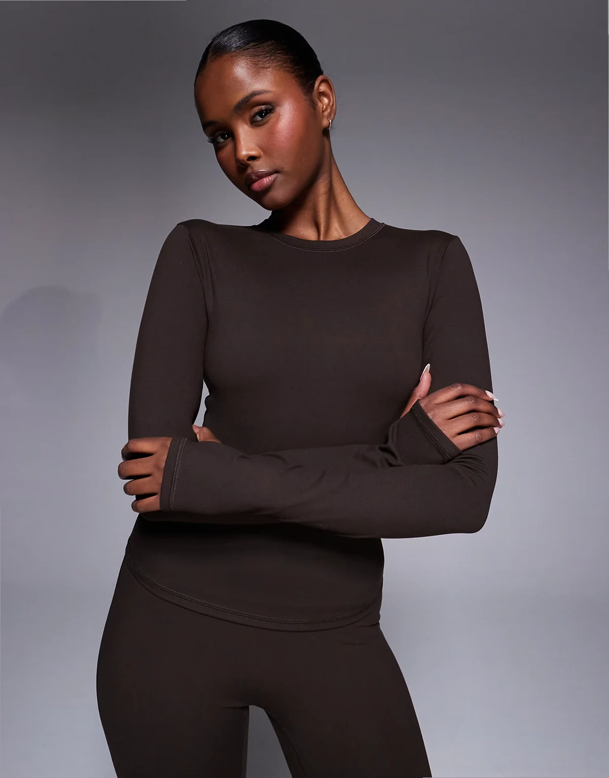 Icon soft touch studio long sleeve baby t-shirt in chocolate