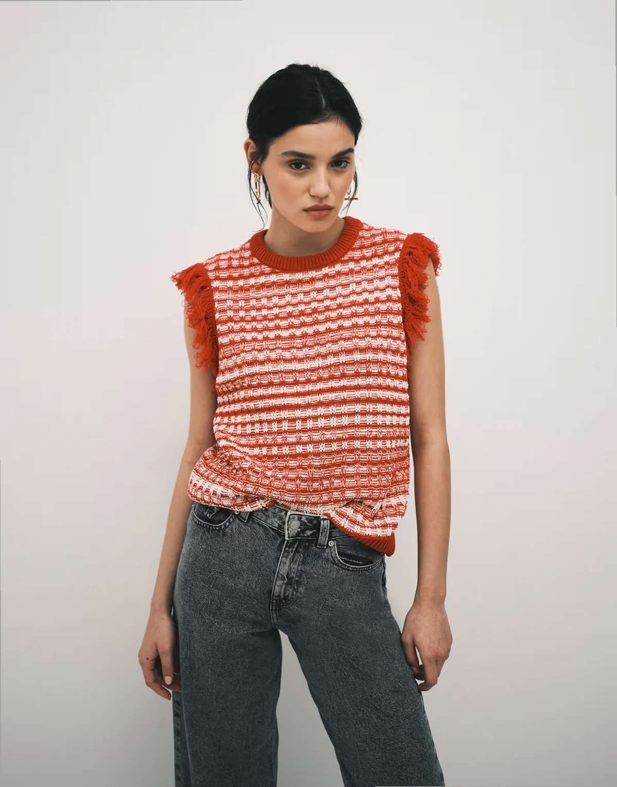 – Strickpullunder aus Tweed in Rot