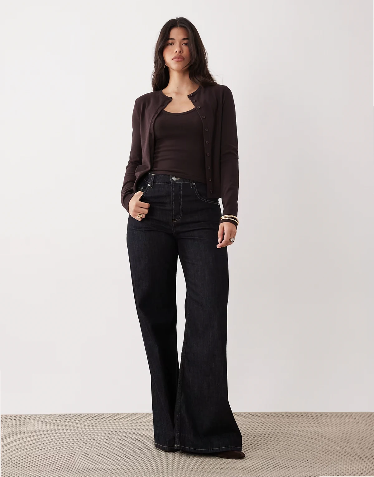 knit cami top in brown - part of a set