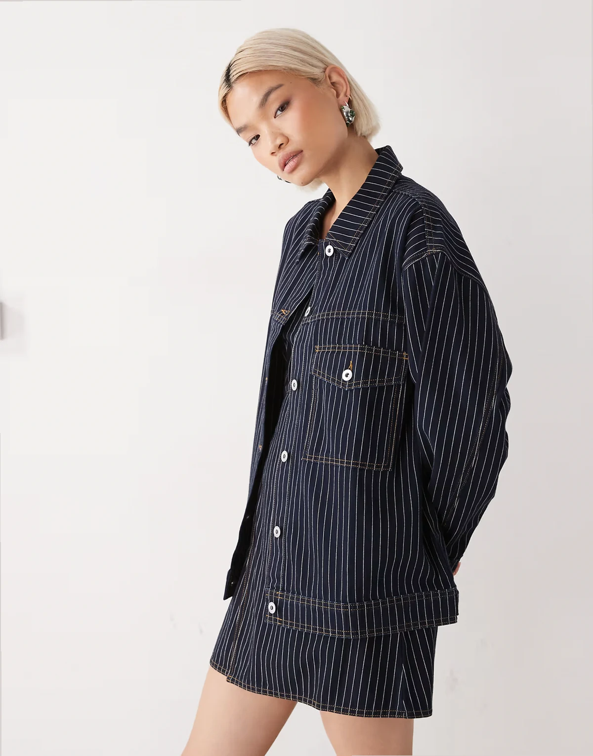 denim jacket in blue stripe - part of a set