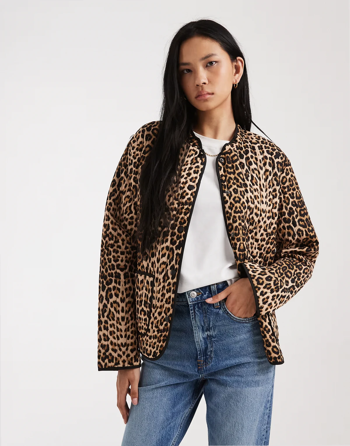 quilted jacket in leopard print