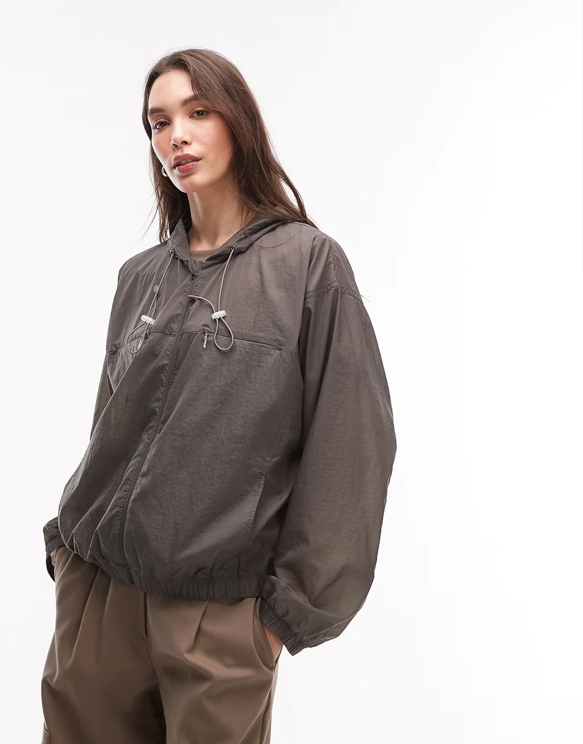 ripstop windbreaker jacket in dark gray