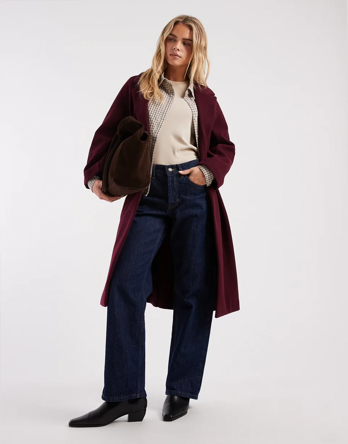 ASOS DESIGN Petite – Bordowy płaszcz