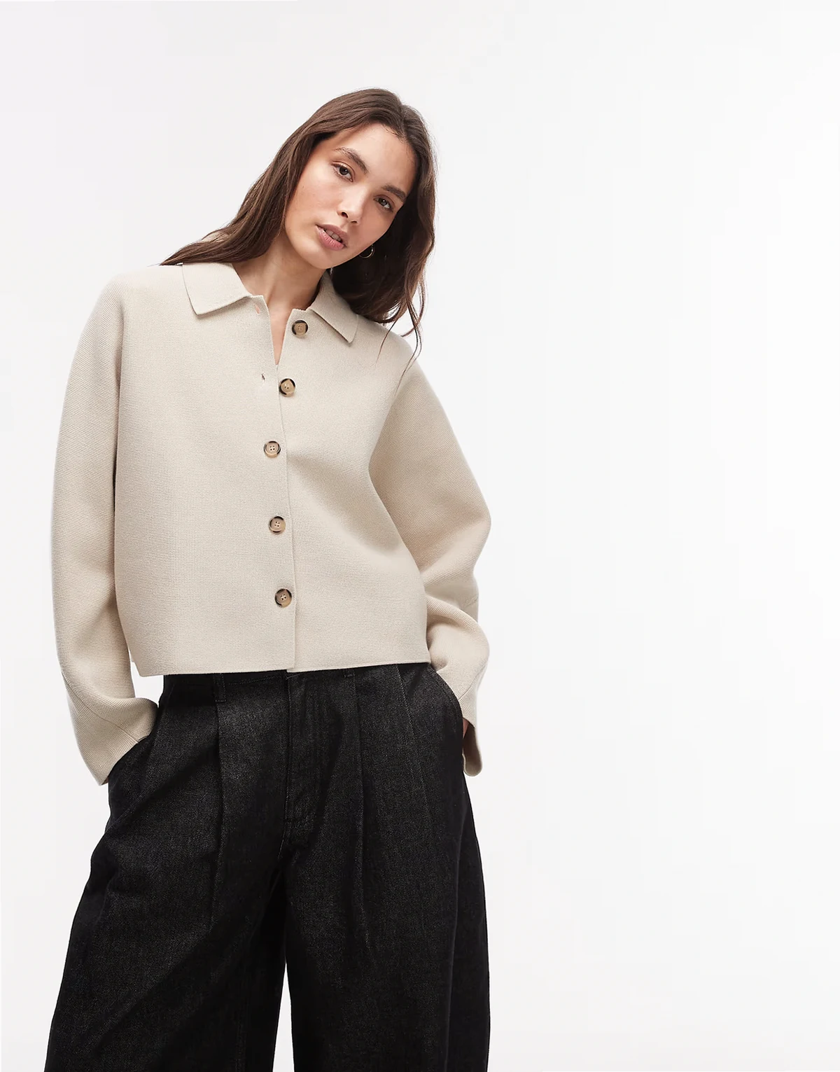 pure cotton short jacket in light beige