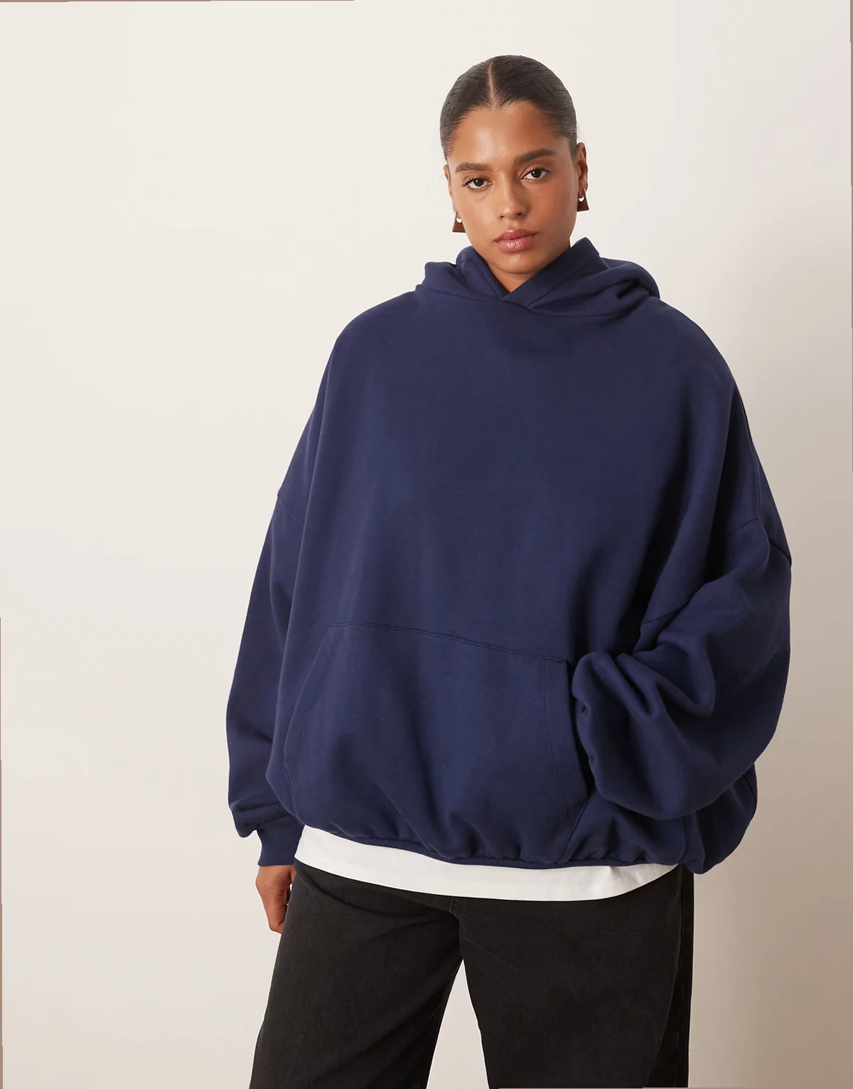 Curve oversized premium heavy weight hoodie in navy