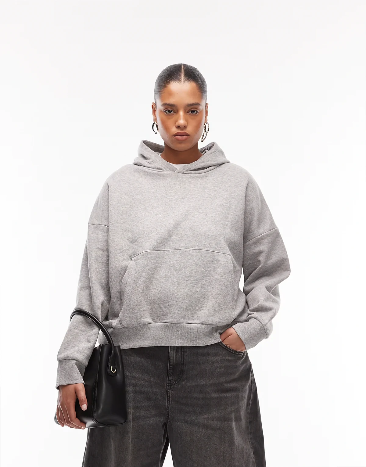 ASOS DESIGN Curve oversized brushback hoodie in gray heather