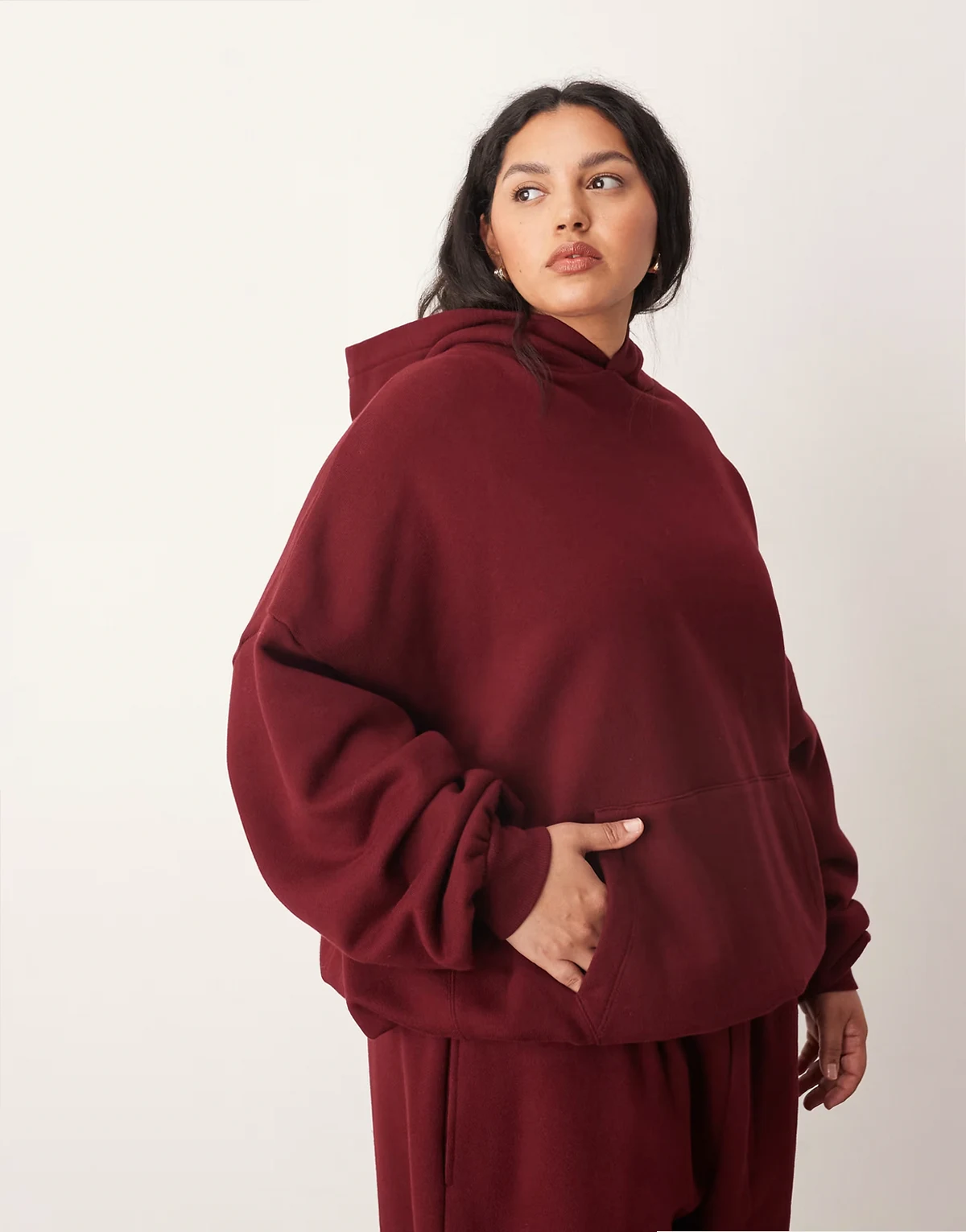 Curve oversized premium heavyweight hoodie in merlot