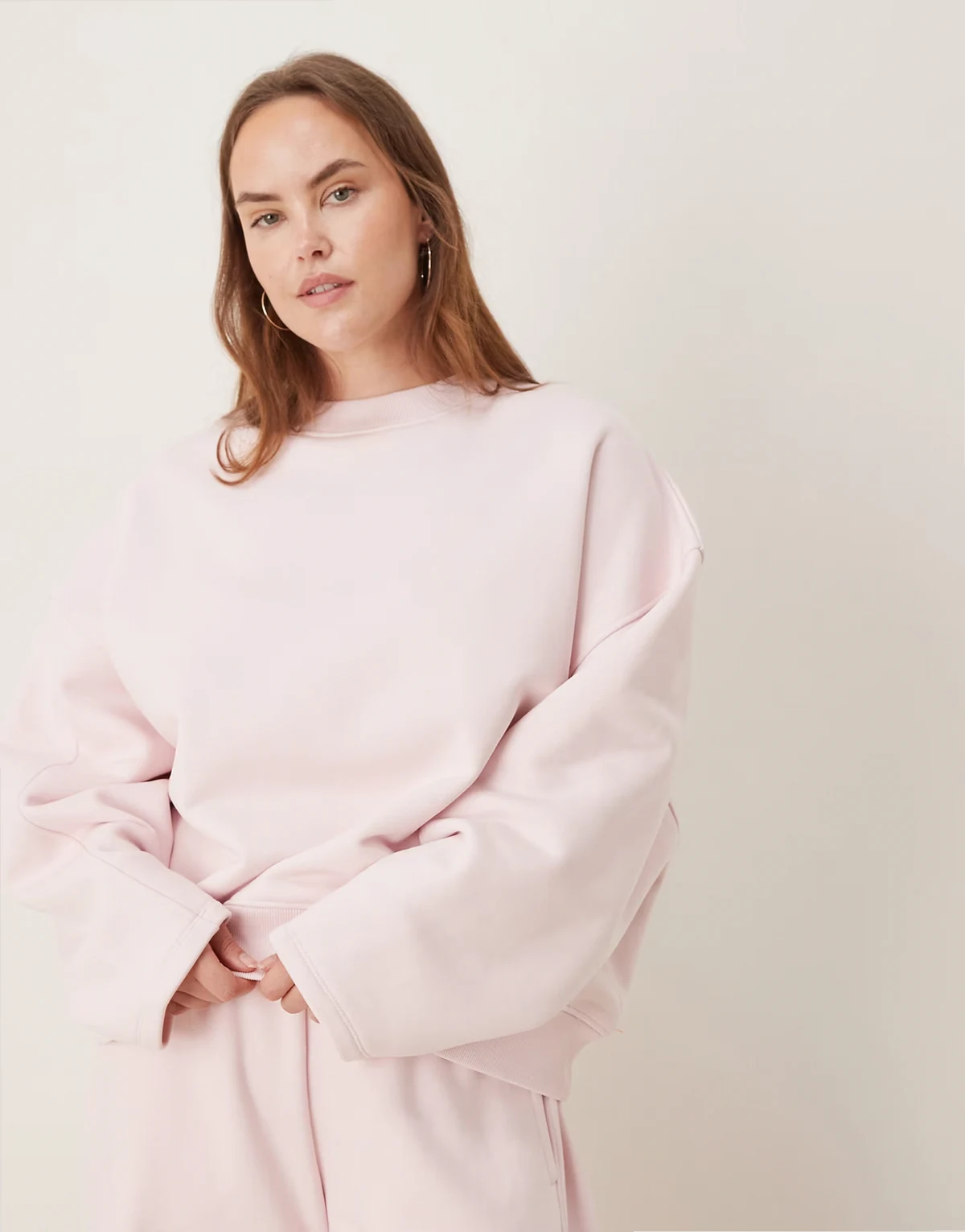 ASOS DESIGN Curve premium heavyweight 500gsm cocoon sleeve sweatshirt in pink