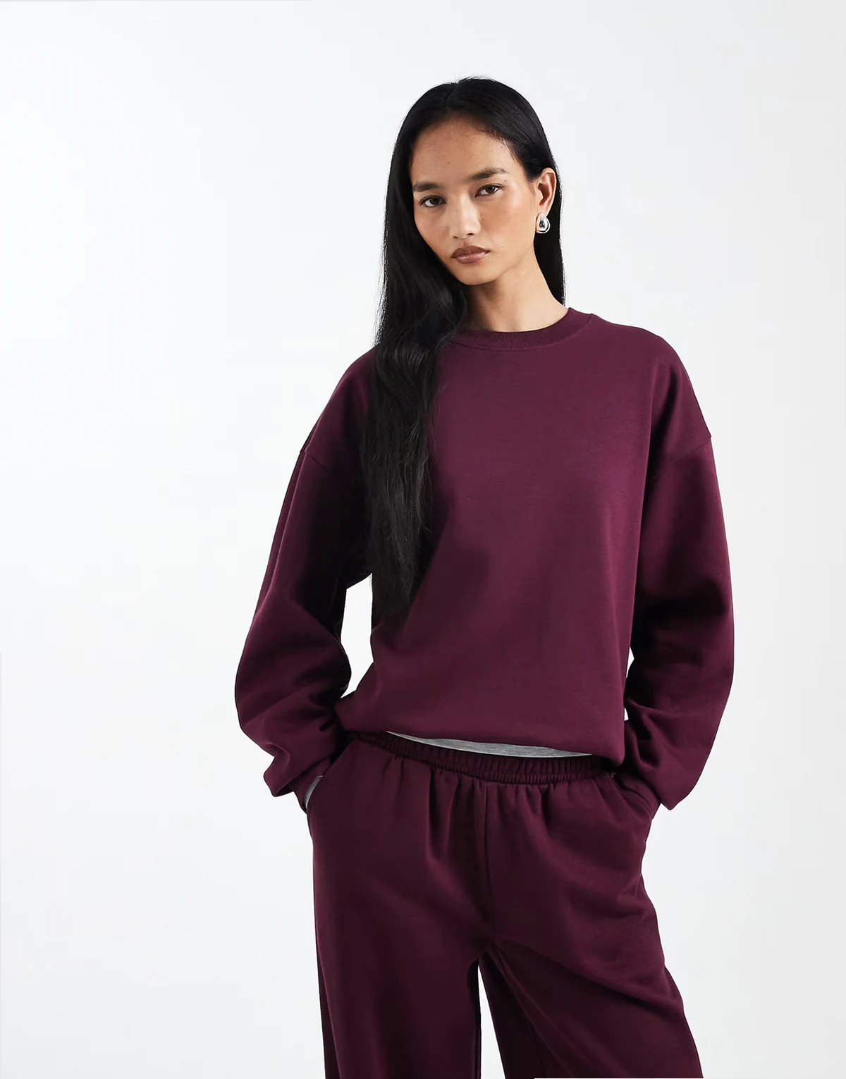 – Ultimate – Oversize-Sweatshirt in Pflaume mit weicher Innenseite