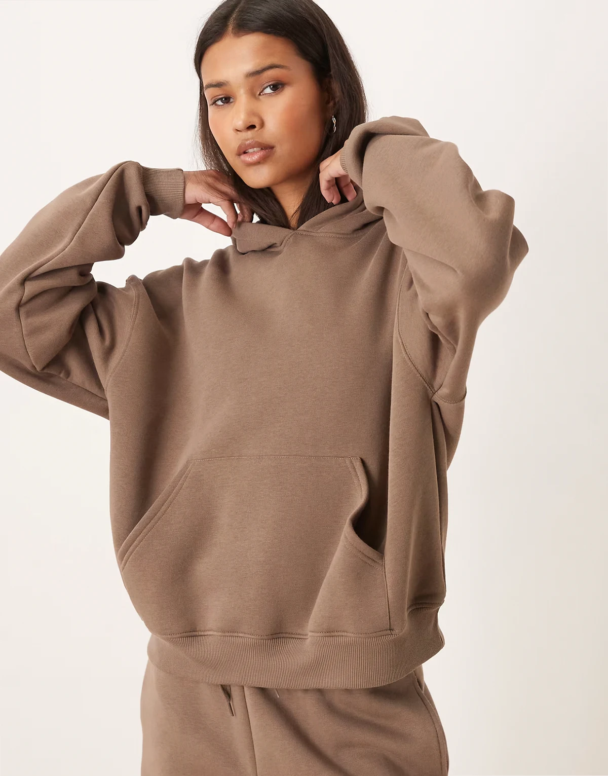 relaxed fit hoodie in brown - part of a set