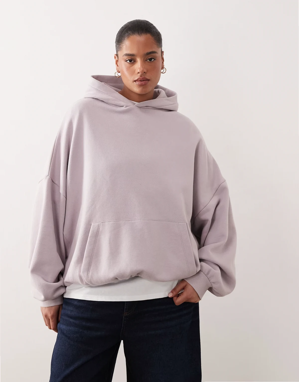 Curve oversized premium heavyweight hoodie in soft lilac