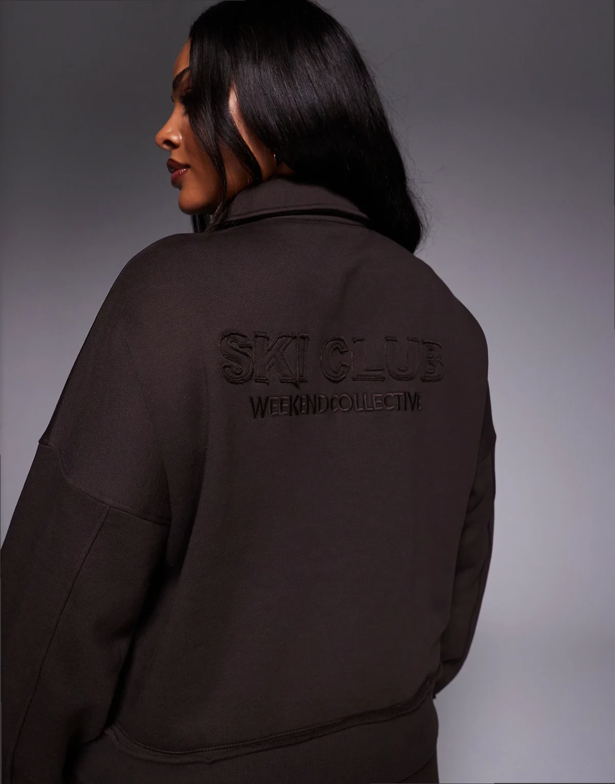 Weekend Collective Curve heavyweight sweatshirt with ski club graphic in chocolate - part of a set