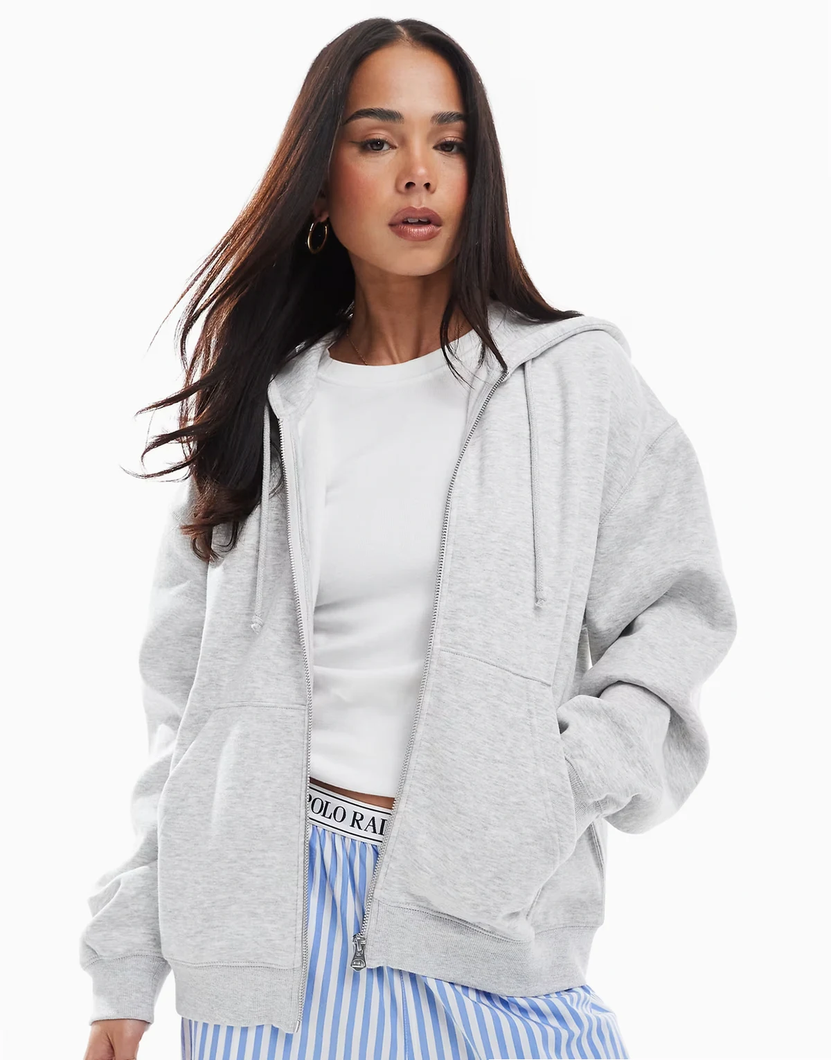 Standard – Essence – Graue Kapuzenjacke mit Reißverschluss