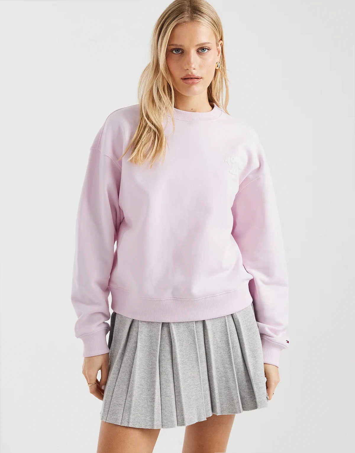 bubble logo boxy fit crewneck sweatshirt in pink
