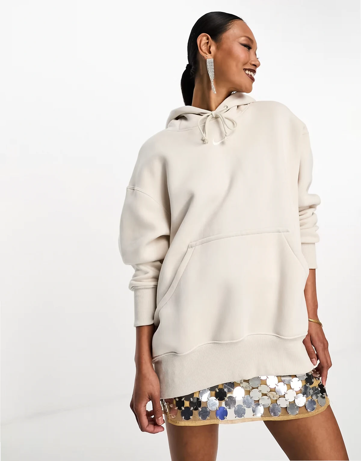 Phoenix Fleece oversized hoodie in light brown