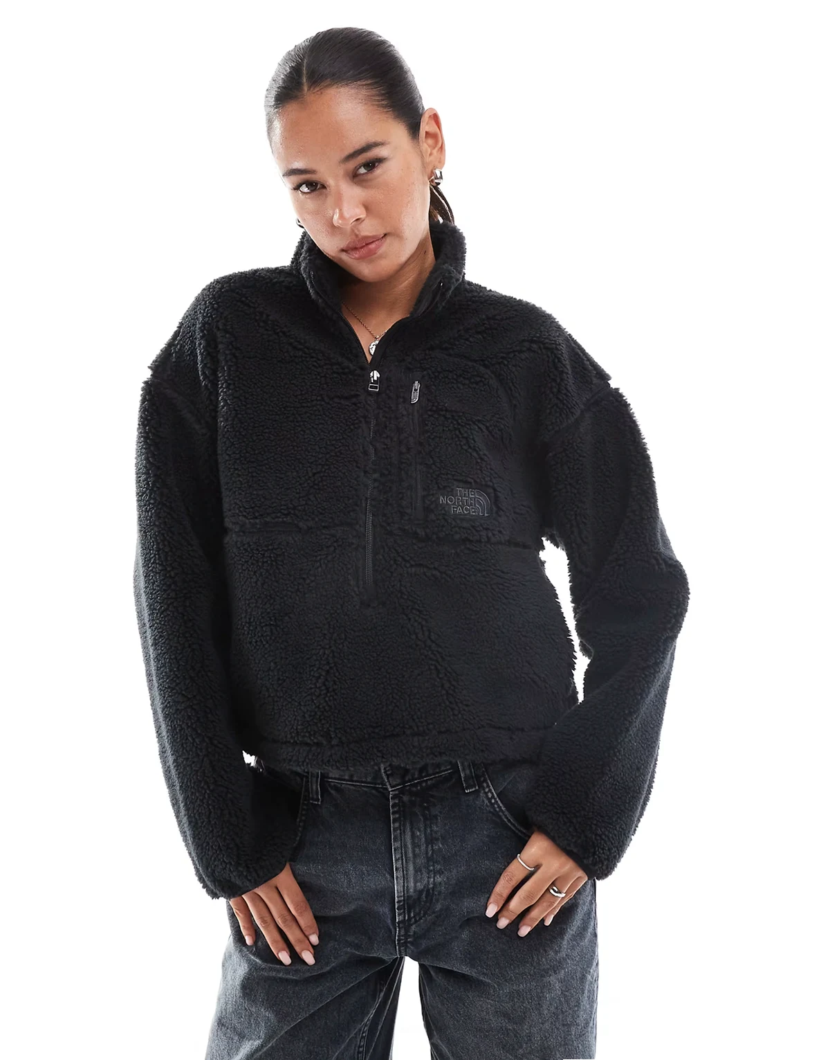 Extreme Pile half zip pullover fleece in black
